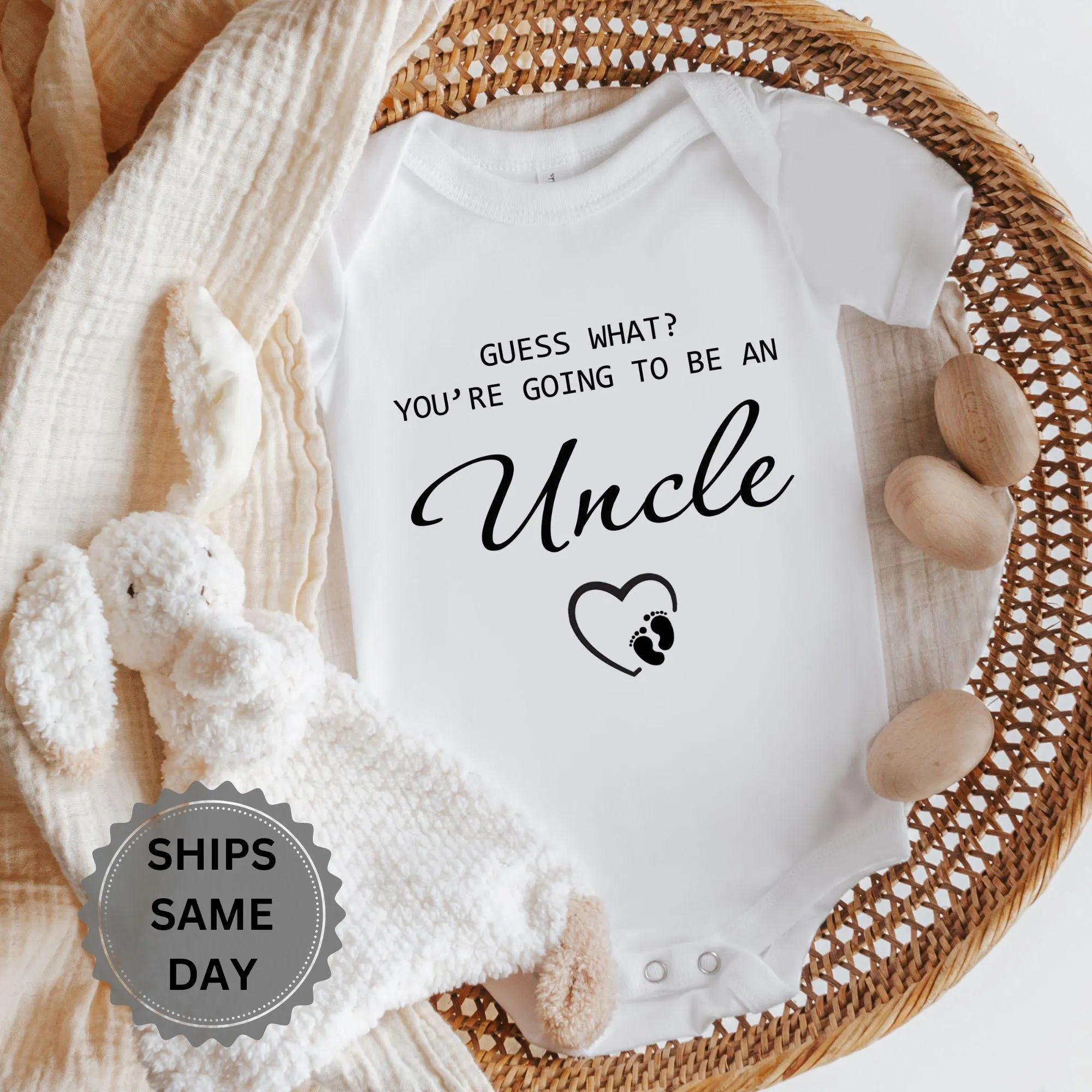 Pregnancy Announcement Baby Onesie – “Guess What? You’re Going to Be an Uncle”